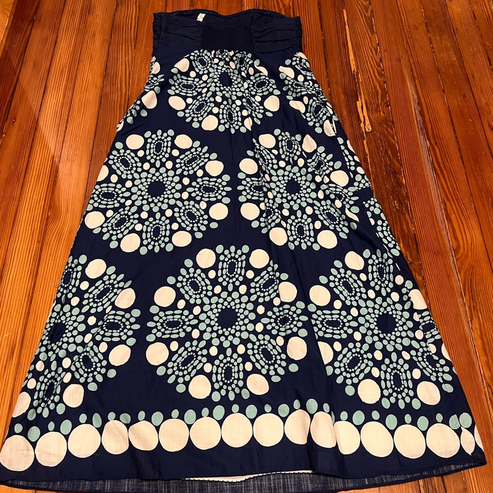 Maeve brand, blue strapless dress.